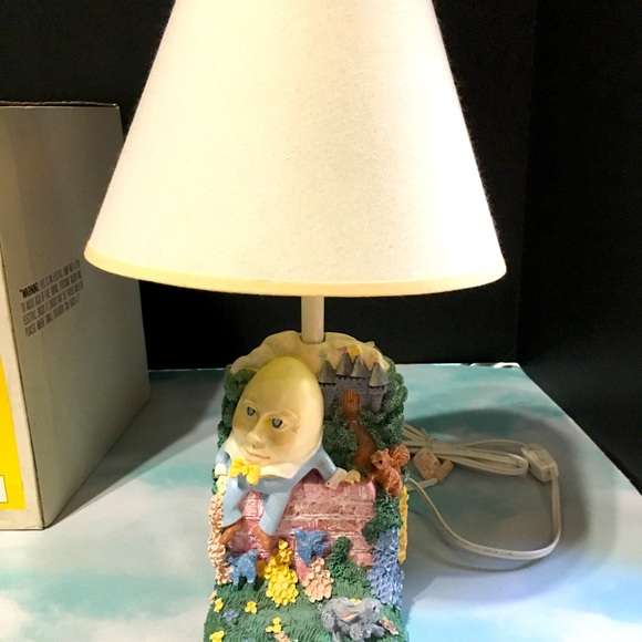 HUMPTY DUMPTY LAMP HAND PAINTED FABRIC SHADE 90s - Picture 2 of 16